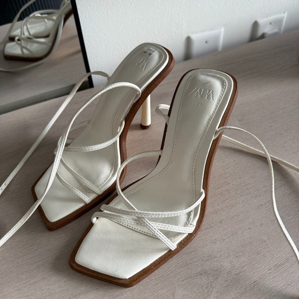 ZARA White Strappy Heels – Size 37